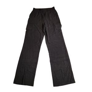Drew Black Linen Blend Wide Leg Cargo Pants Women's Size S